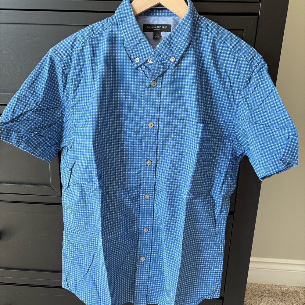 Banana Republic Blue Checkered Men's Shirt